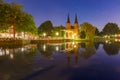 Night Eastern Gate, Oostpoort , Delft, Netherlands Royalty Free Stock Photo