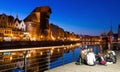 Night embankment of Moltawa River in Gdansk Royalty Free Stock Photo