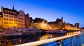 Night embankment of Moltawa River in Gdansk Royalty Free Stock Photo