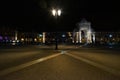 Night on the empty streets and squares of the old city of Lisbon. Commerce Square. Portugal Royalty Free Stock Photo