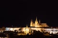 Night European city Prague Castle and Saint Vitus Cathedral Panoramic view, Czech Republic.