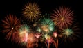 Night explodes with a firework display, a celebration of vibrant colors generated by AI Royalty Free Stock Photo
