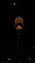 Night Exterior view to Kuwait Telecommunications Tower aka Liberation Tower, Kuwait