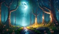 night fairy forest background Royalty Free Stock Photo