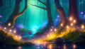 night fairy forest background Royalty Free Stock Photo