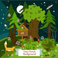 Night fairy forest background. Royalty Free Stock Photo