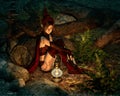 At Night in the Fairy Forest, 3d CG Royalty Free Stock Photo