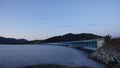 Bergsoya bridge at night in Norway Royalty Free Stock Photo