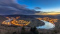 Night is falling over Mosel river valley Royalty Free Stock Photo