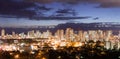 Night Falls Honolulu Downtown City Skyline Metropolis Hawaii Uni Royalty Free Stock Photo