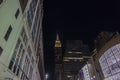 Night falls over Manhattan, with the spire of the Empire State Building illuminated Royalty Free Stock Photo
