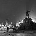 Nighttime over the Bogdan Khmelnitsky Statue, Sofiskaya Square in Kiev Kyiv Capital of the Ukraine