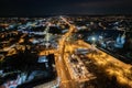 night festive city aerial view, Trinity Sergius Lavra, monastery