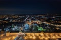 night festive city aerial view, Trinity Sergius Lavra, monastery