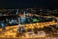 night festive city aerial view, Trinity Sergius Lavra, monastery