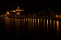 Night few on Fisherman`s Bastion and St. Matthias church from the side of the Dunabe river, Budapest, Hungary Royalty Free Stock Photo