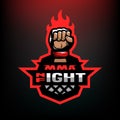 Night fight. Mixed martial arts sport logo.