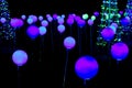 Night filled with colored balls of light - modern light show