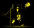 Night fireflies sitting in a glass jar Royalty Free Stock Photo