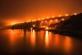 Night fires at Golden Gate Bridge Royalty Free Stock Photo