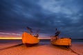 Night fishing boats, coast of the Baltic Sea