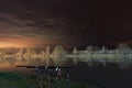 Night Fishing, Carp Rods, Cloudscape reflection on lake