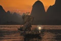 Night fishing with cormorants on the river Lijiang