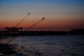 night fishing rod sunset Royalty Free Stock Photo