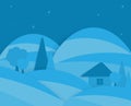 Night flat vector scene