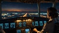Night Flight Cockpit View Royalty Free Stock Photo