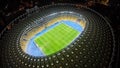 Night football game at large stadium, aerial view, sport event, championship Royalty Free Stock Photo