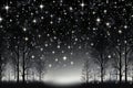 Night forest with stars and many trees on the background of the night sky Royalty Free Stock Photo