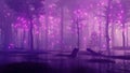 Night forest swamp with mystical firefly lights Royalty Free Stock Photo