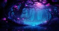 the night forest wallpaper mural wallpaper print for bedroom living room, nursery or Royalty Free Stock Photo