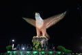 Night front view of Langkawi Eagle Monument Royalty Free Stock Photo