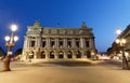 Night front view of the Opera National de Paris. France Royalty Free Stock Photo