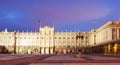 Night front view of Royal Palace in Madrid Royalty Free Stock Photo