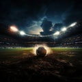 Night game aura, Glowing spotlights illuminate football action on field