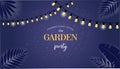 Night garden party banner, invitation card. Vector design