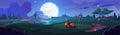 Night golf course field landscape cartoon vector Royalty Free Stock Photo