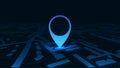 Night GPS navigator location on city map, from place to place - for stock