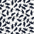 In the night Halloween. Seamless pattern with black rats on a white background. Royalty Free Stock Photo