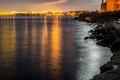 Night harbour with lights at tallinn