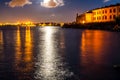 Night harbour with lights at tallinn