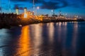 Night harbour with lights at tallinn