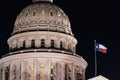 Lonestar State Texas Flag Flying Night Austin Capital Building Royalty Free Stock Photo