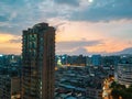 Night high angle view of the Songjiang Nanjing downtown area