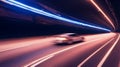 Night, high-speed car. A car at high speed in the tunnel Generated Image Royalty Free Stock Photo