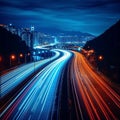 Night highway rhythm Long exposure captures the citys dynamic flow Royalty Free Stock Photo