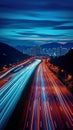 Night highway rhythm Long exposure captures the citys dynamic flow Royalty Free Stock Photo